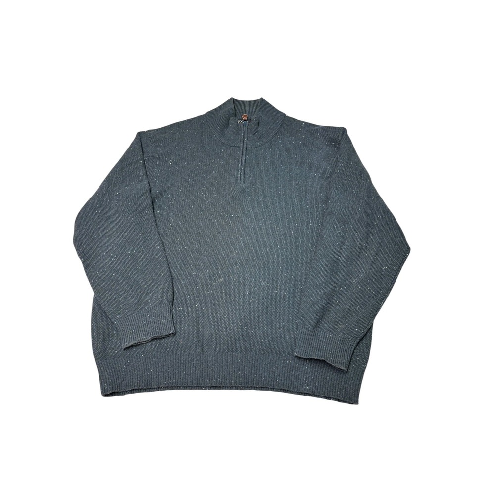 Jos. A. Bank Mens XL Lambswool Blend Quarter Zip Sweater Gray Speckled Donegal